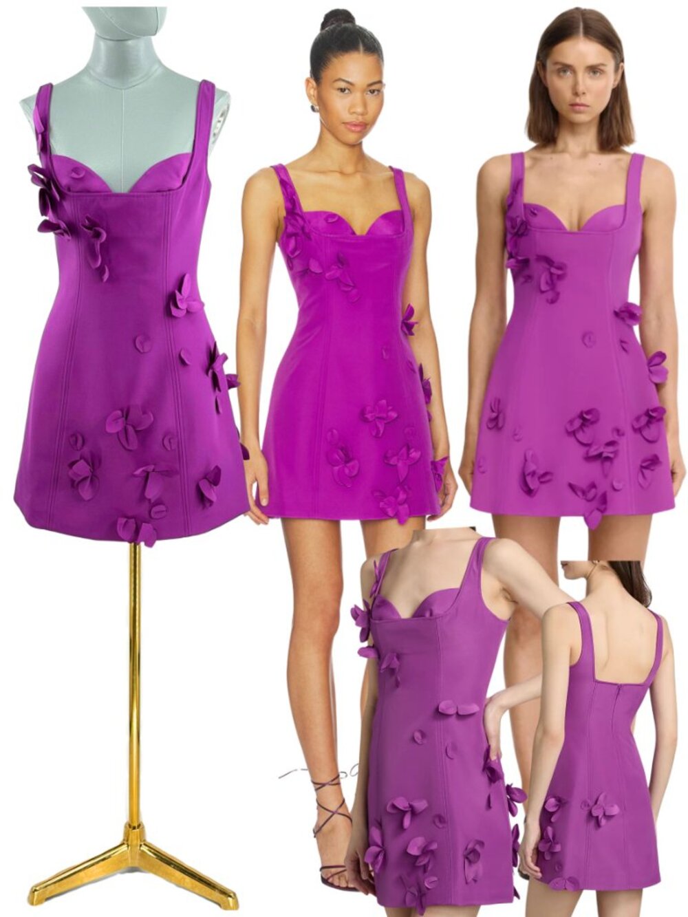 🆕 ACLER 🧿 NWOT Eskett 3D Floral-Appliqué Mini Dress, Mulberry - Sz AU8 US4